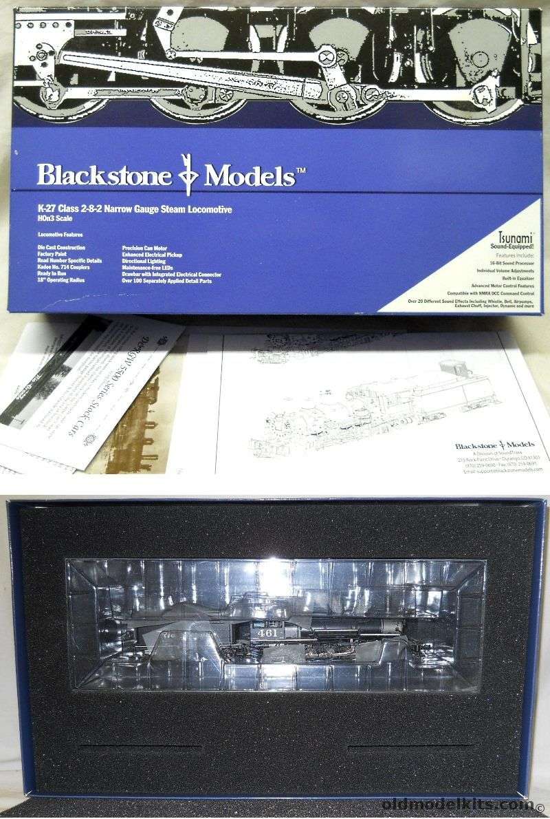 Blackstone Models 1/87 Denver & Rio Grande Western No. 461 K-27 Class 2-8- Narrow Gauge Steam Locomotive Tsunami  Sound Equipped - HOn3 Scale, B310124 plastic model kit